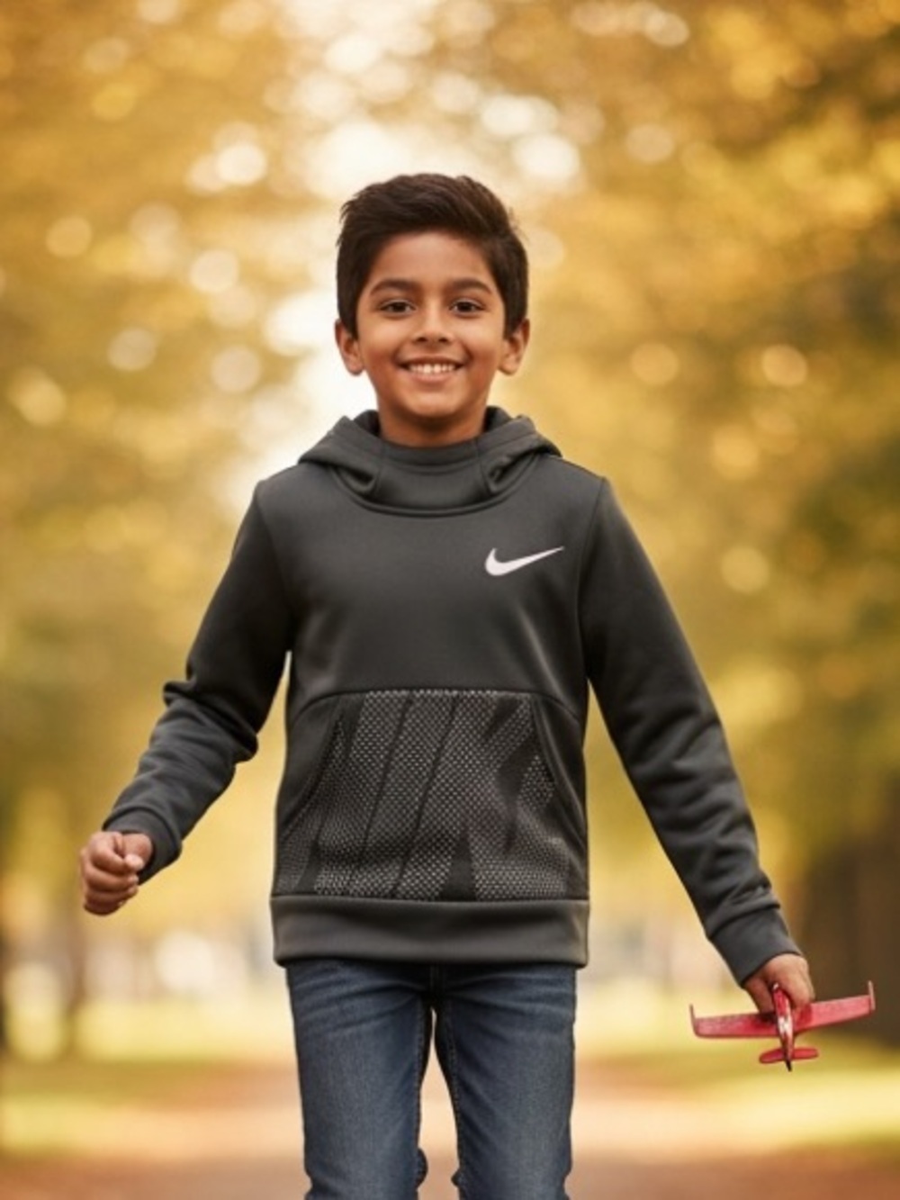 Nike Kids Black Pullover Hoodie with Swoosh